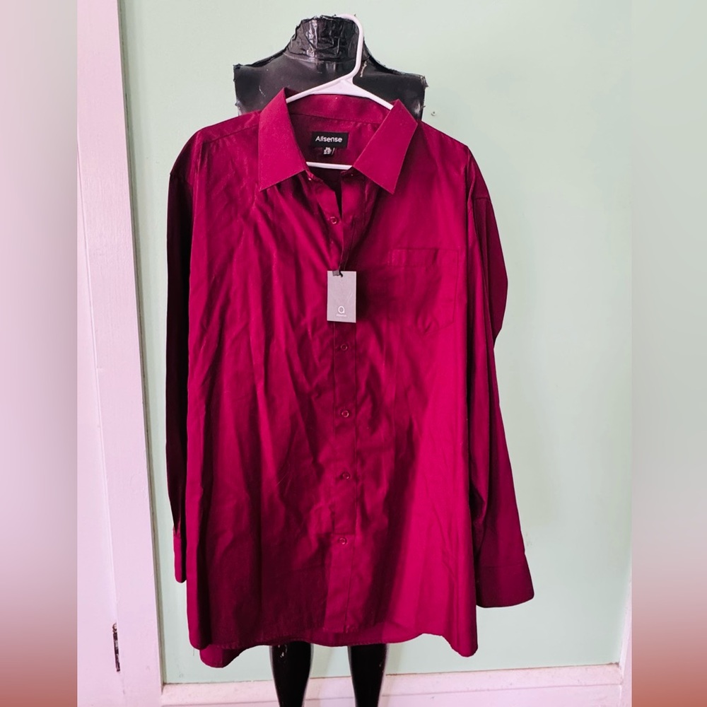Allsense Men's Maroon Long Sleeve Dress Shirt 3XL (NWT)